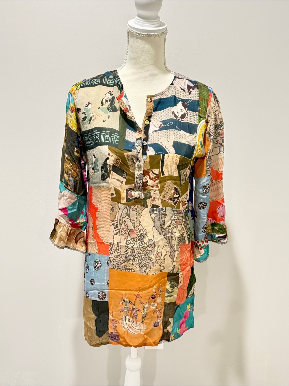 Johnny Was Vera Patchwork Art Tunic NWT Oversized XXS Boho - Picture 2 of 10